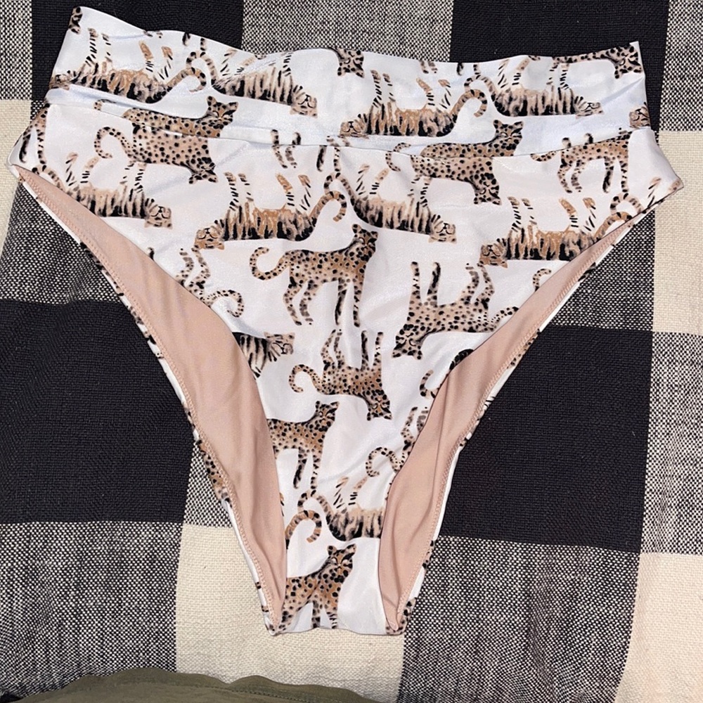 NWOT Leopard Tiger high rise bikini bottoms